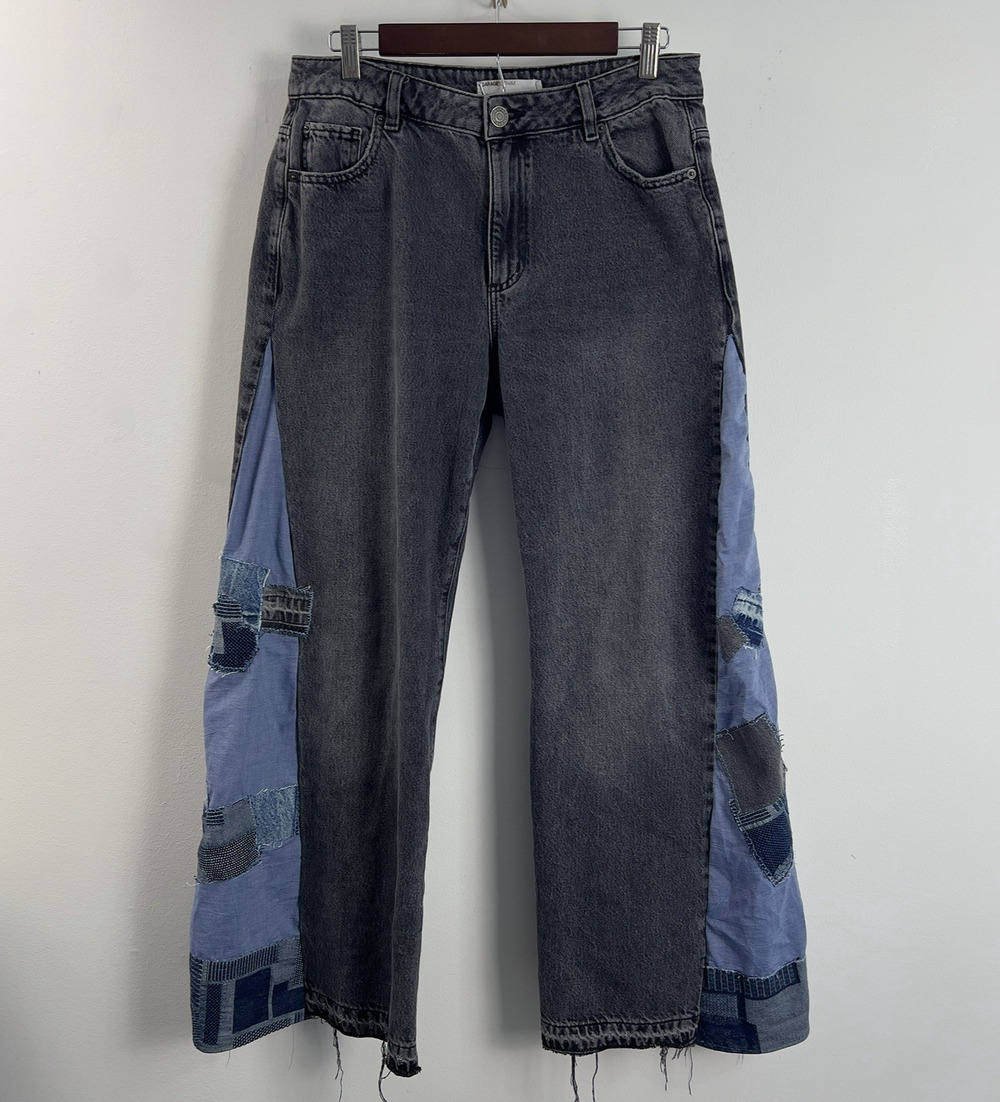 Handmade Quilted Panel Jeans Garage Denim 90s Straight Black Wash 9/29 Grunge